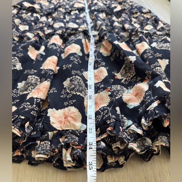 ULLA JOHNSON Floral Black Noir and Peach Tulia Long Women's Skirt Size 6 - Picture 12 of 13